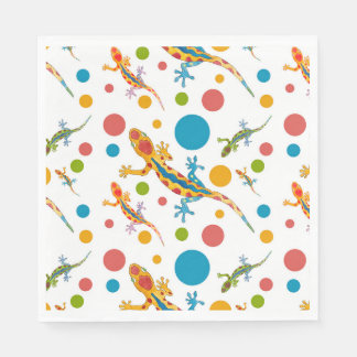 Paper party napkins with colourful gecko design