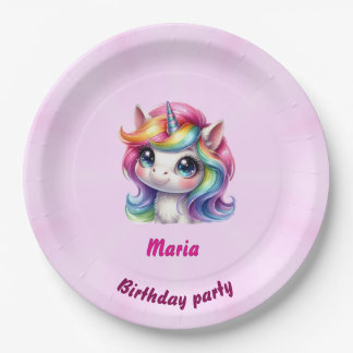Paper & Party Plates cute unicorn 