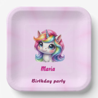 Paper & Party Plates cute unicorn 