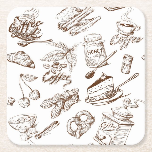 Paper pattern square paper coaster (Front)