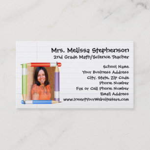 Paper Pencils Teacher School Education Theme Business Card