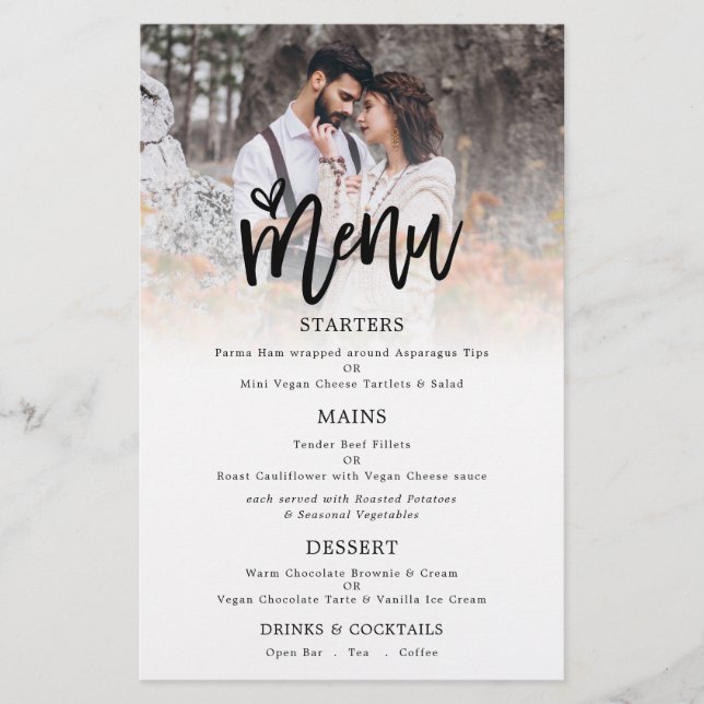 PAPER | Photo Artsy Script Wedding Menu (Front)
