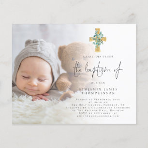 PAPER   Photo Eucalyptus Cross Baptism Invite