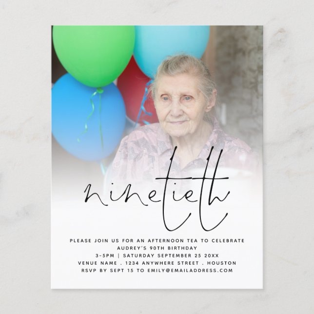 PAPER | Photo Overlay Script 90th Birthday Invite (Front)