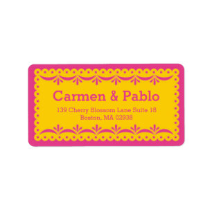 Paper Picado Colorful Mexican Wedding Label