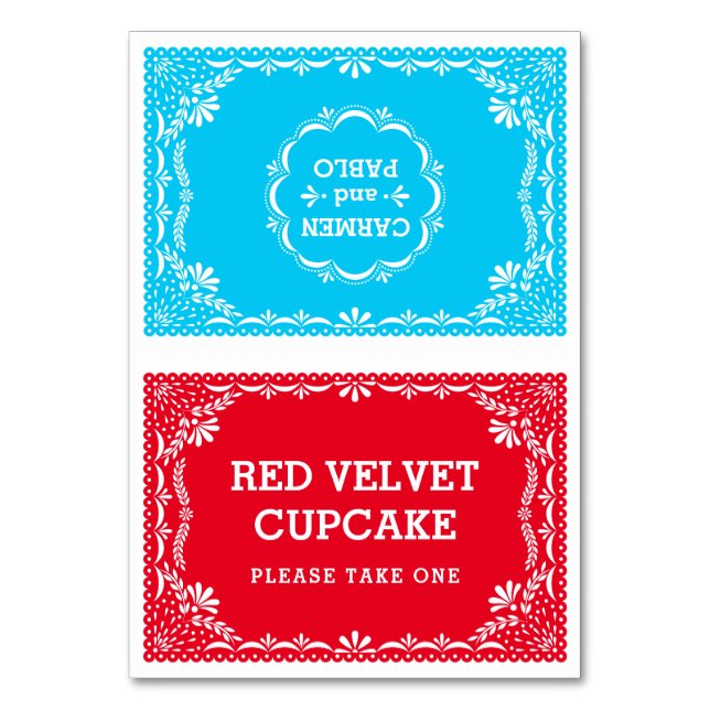 Paper Picado Colourful Mexican Wedding Buffet Table Number (Front)