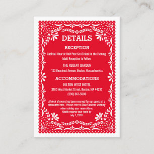 Paper Picado Colourful Mexican Wedding Details Enclosure Card