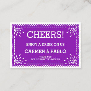Paper Picado Colourful Mexican Wedding Drink Ticke Business Card