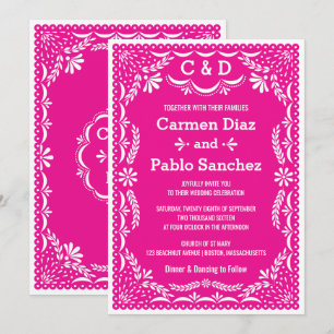 Paper Picado Colourful Mexican Wedding Invitation