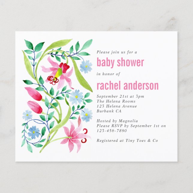 PAPER Pink Floral Baby Shower Invitation (Front)