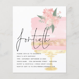 PAPER Pink Gold Birthday Cake 40th Party Invite