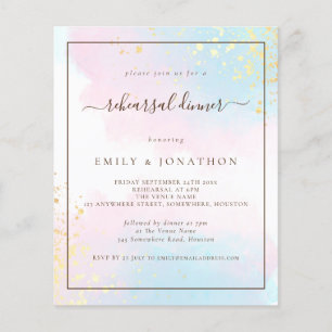 PAPER Pink Teal Watercolor Rehearsal Dinner