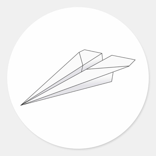Paper Plane Classic Round Sticker (Front)