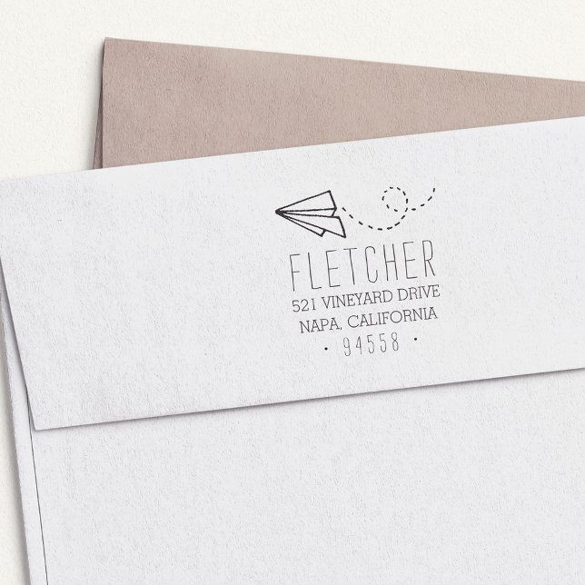 Paper Plane Return Address Self-inking Stamp (Creator Uploaded)