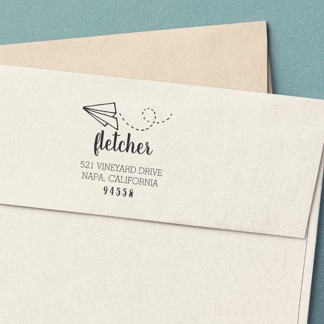 Paper Plane Return Address Self-inking Stamp (Creator Uploaded)