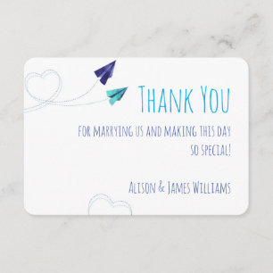 Paper plane watercolor thank you card