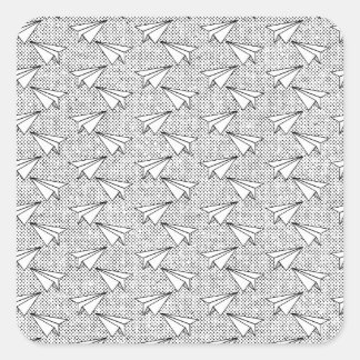 Paper planes vintage pattern. square sticker