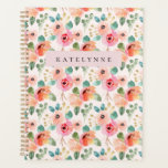 Paper Planner Year Calendar Personal Planning Book<br><div class="desc">Keep track of your schedule this calendar year with our paper planner featuring a floral watercolor print in tonal pinks and peaches. Personalise with your name to make it yours!</div>