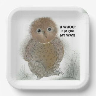 Paper Plate 9"×9" Square Adorable Owl!