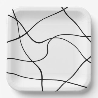 Paper plate  "Abstract lines" - Black and white