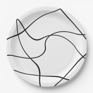 Paper plate  "Abstract lines" - Black and white