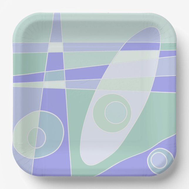 Paper Plate Abstract Surfing Pastel Purple Green (Front)