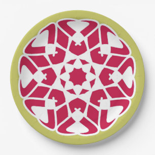 Paper Plate, An elegant floral red & white design Plate