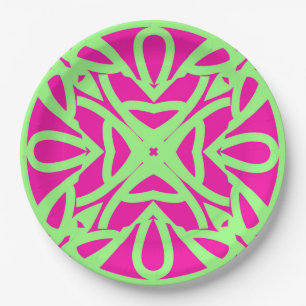 Paper Plate,An elegant pink & green classic design Plate