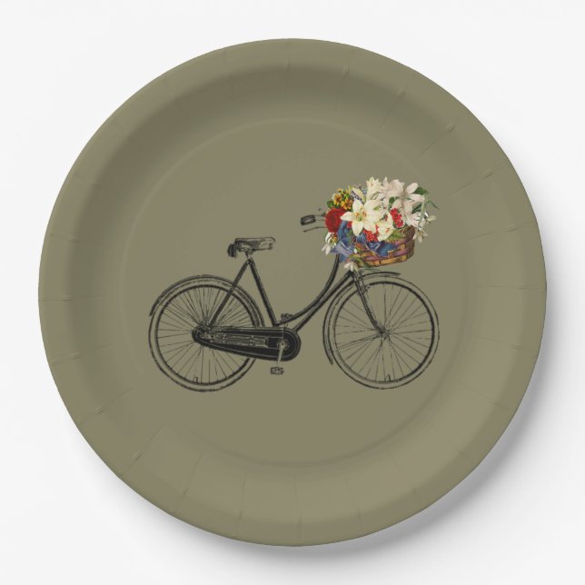 Paper plate   bicycle bike taupe (Front)