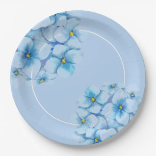 Paper Plate-Blue Hydrangeas Plate