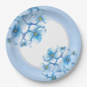 Paper Plate-Blue Hydrangeas Plate