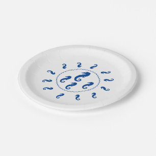 Paper Plate - Blue Sea Horses in a Circle