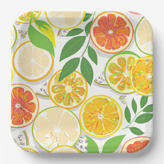 Paper Plate - Boho Citrus Slices (Front)