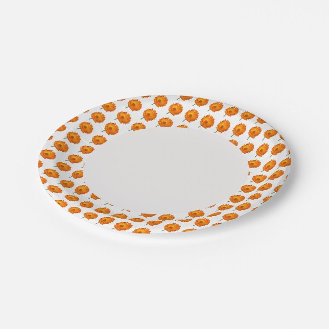 Paper Plate - Calendula on Rim (Angled)