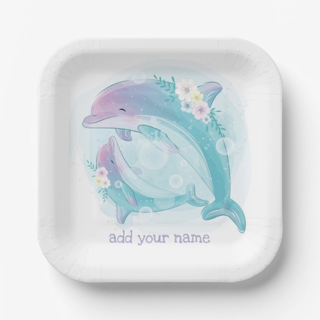 PAPER PLATE : CHILDREN'S BIRTHDAYS : DOLPHINS  (Front)
