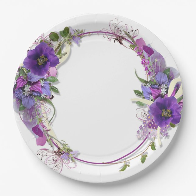 Paper plate "Colorful floral wreath " (Front)