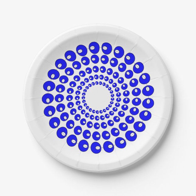 Paper Plate - Concentric Circles of Blue Beads (Front)