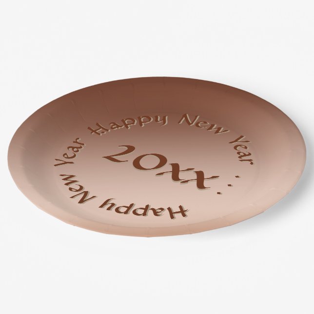 Paper Plate - Coppery New Year with Date (Angled)
