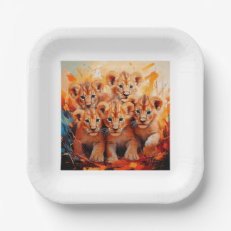 Paper Plate - Five Lion Cubs Artwork