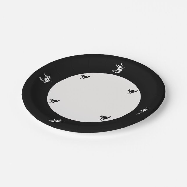 Paper Plate - Flying Witch and Black Cat (Angled)