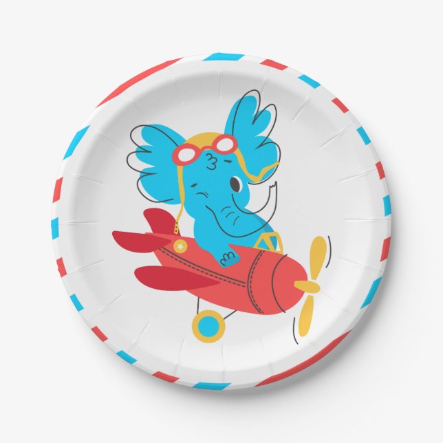 Paper Plate for a birthday party with an elephant  (Front)