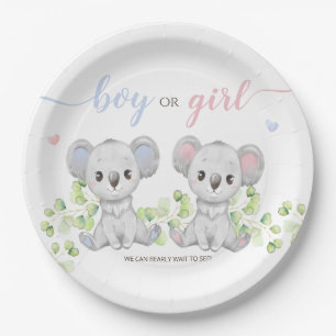 Paper Plate for Koala Gender Reveal Party. 