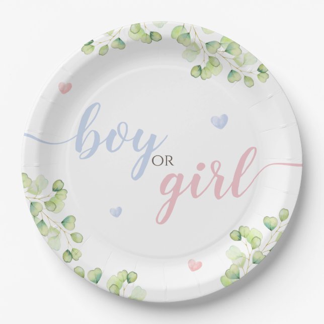 Paper Plate for Koala Gender Reveal Party.  (Front)