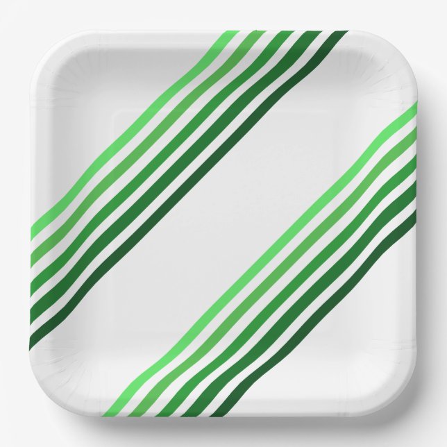 Paper Plate - Green Diagonal Stripes (Front)