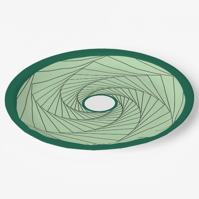 Paper Plate - Green Optical Illusion Spiral (Angled)