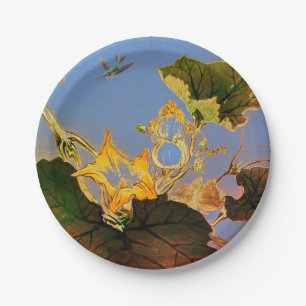 PAPER PLATE JAPANESE YELLOW IRIS BLUE SKY