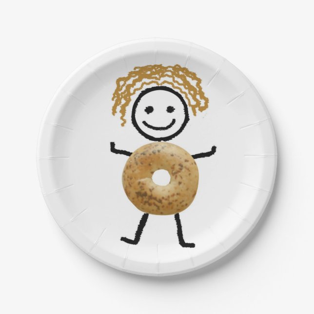Paper Plate, Jewish Decoration, Bagel Kid Paper Plate (Front)