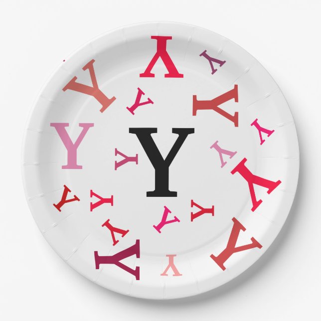 Paper Plate - Jumbled Letters in Reds and Pinks (Front)