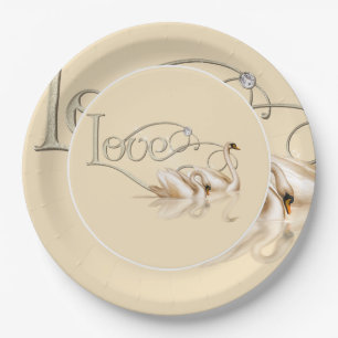 Paper Plate-Love Swans Paper Plate