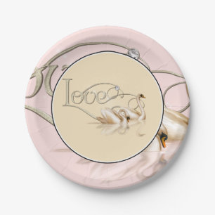 Paper Plate-Love Swans Paper Plate